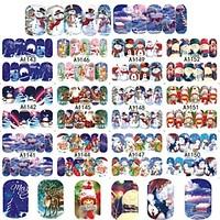 12 designs xmas nail art water transfer sticker full cover decals merr ...