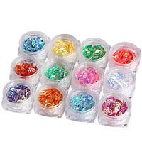 12PCS 7mm10mm Iridescence Ling Shape Nail Art Sequins