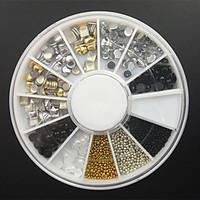 12-Style Alloy RivetRhinestone Pearl Ball Beads Nail Art Decoration