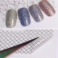 12 Patterns Big Sheet Holo 3D Nail Sticker Gold Silver Laser Aurora Line Adhesive Hologram Sticker Holographic Nail Tips