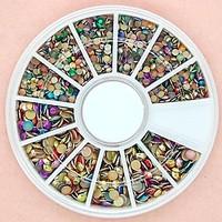 1200PCS Mixed Size 3D Round Colorful Alloy Studs Wheel Nail Art Decoration