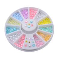12colors Mix Sizes Pearl Nail Art Tips Decoration Wheel Glitter Nail Rhinestone Decoration Tools