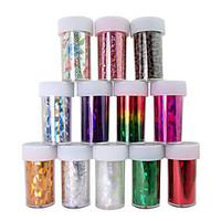 12PCS Laser Foil Nail Decorations Starry Nail Stickers No.1-12(120x4x0.1cm)