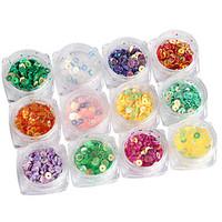 12PCS 4mm Iridescence Circular Gear Nail Art Sequins