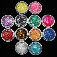 12pcs colors shell paper sticker nail art decoration