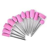 12PCS Nail Art Quartz Pink Grinding Head The Polishing Head Suit