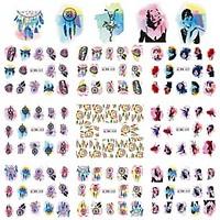 12 Designs New Fashion 1 Sheet Watercolor Windmill/Lady Mixed Design Watermark Stickers Nail DIY Decoration Tip Tools BN421-432