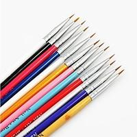 12PCS 12Colours Synthetic Hair Nail Art Brushes