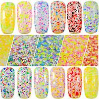 12bottles/set 0.2g/bottle Round Bottle Fashion DIY Beauty Charm Irregular Snowflake Flakes Nail Art Beautiful Decoration Colorful Sweet Style XH01-12