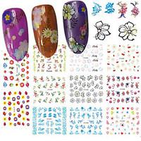 12designpcs fashion fresh style beautiful flower design nail art diy b ...