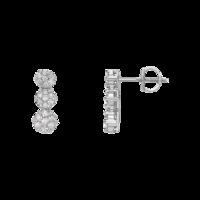 12 DIAMOND 18ct White Gold Three Cluster Drop Earrings