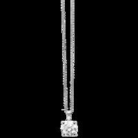 12 DIAMOND 18ct WHITE GOLD CLAW PENDANT WITH CHAIN