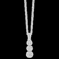 12 diamond 18ct white gold three cluster drop pendant chain