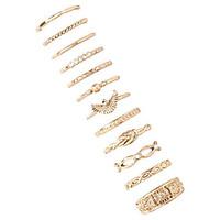 12 pcsset vintage style gold simple band triangle midi ring set