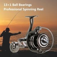 13+1BB Ball Bearings Aluminum Alloy Professional Fishing Reel Spinning Reel Fishing Tackle Left/Right Convertible Collapsible Handle