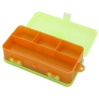 13.5 * 6.5 * 5cm Plastic Double Sides Fishing Tackle Box Two-Side Fishing Gear Fittings Storage Box for Fishing Lines Swivels Hooks Flies Lures + 5 Pc