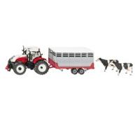 1:32 Siku Steyr Tractor With Livestock Trailer & 2 Cows