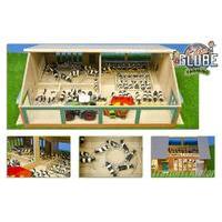132 wooden cow shed with milking caroussel model