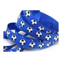 13mm football print grosgrain ribbon royal blue