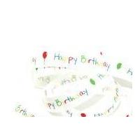 13mm Happy Birthday Greeting Satin Ribbon Multicoloured