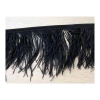13cm Ostrich Feather Fringe Trimming Black