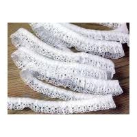 13mm frilled gathered narrow metallic lace trimming white silver