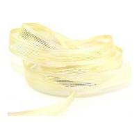 13mm wired edge lurex centre stripe ribbon 20m creamgold