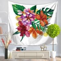 130*150cm Polyester Home Wall Hanging Decor Art Fresh Flowers Floral Plants Tapestry Beach Towel Blanket Picnic Carpet Garden Style Bedspread Tableclo