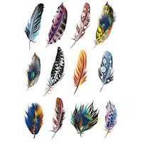 1.32.7in Cover scratches stickers Colorful feathers stickers for car (12pcs)01