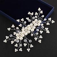 138cm Crystal Imitation Pearl Headpiece-Wedding Special Occasion Outdoor Tiaras Headbands Flowers Head Chain 1 Piece for Wedding Bride