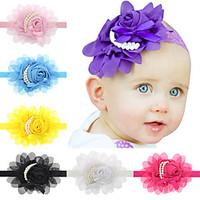 13pcsset baby girls chiffon pearl flower headband todder hair accessor ...