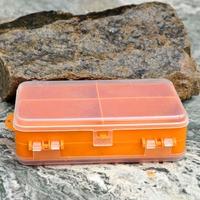 14 * 8.3 * 4.1cm Double Sided Transparent Visible Plastic Fishing Lure Hook Tackle Box 9 Compartments