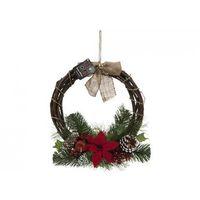 14\' Rattan Wreathe With Poinsettia And Bow.