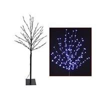 140 Pre Lit Blue LED Light Up 5ft Cherry Blossom Xmas Christmas Black Tree Blue
