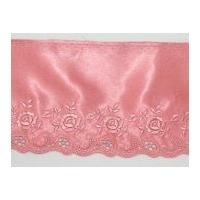 14cm Embroidered Satin Lace Trimming Dusky Pink