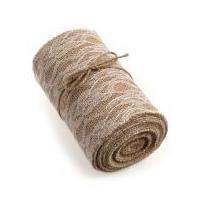 14cm lace trimmed hessian fabric roll 45m natural