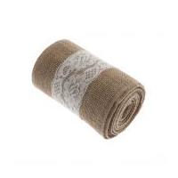 14cm lace trimmed hessian trim roll 35m natural