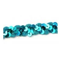 14mm ric rac sequin braid trimming turquoise