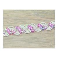 14mm Ric Rac & Sequin Braid Trimming White