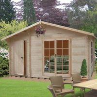 14X8 Bourne 28mm Tongue & Groove Timber Log Cabin with Felt Roof Tiles with Assembly Service