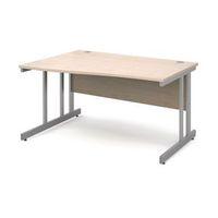 1400 long left hand wave desk in maple silver frame