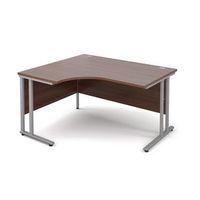 1400mm lh ergonomic desk in walnut 25mm thich top silver cantilever de ...