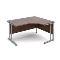 1400mm rh ergonomic desk in walnut 25mm thich top silver cantilever de ...