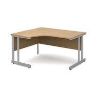 1400mm lh ergonomic desk in oak double upright leg design adjustable f ...