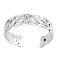 14k white gold celtic knot weave design cuff style adjustable toe ring