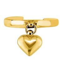 14k yellow gold dangle heart cuff style adjustable toe ring