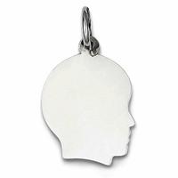 14K White Gold Boy\'s Head Charm (18 x 28 mm)