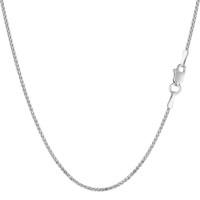 14k white gold round diamond cut wheat chain necklace 115mm