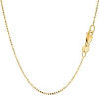 14k Yellow Gold Diamond Cut Bead Chain Necklace, 1.2mm