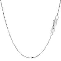 14k White Gold Diamond Cut Bead Chain Necklace, 1.2mm